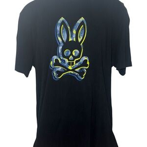 Psycho Bunny Graphic Logo T-Shirt Men’s Size 7 Blue Yellow Skull Bunny XL